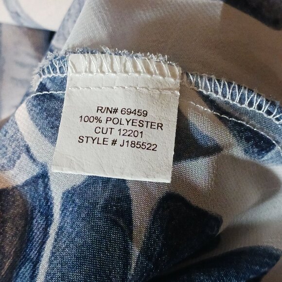 NEW J Valdi‎ Leaf Print Sharkbite Hem Swimsuit Cover Up Tunic in White/Navy, S - Picture 6 of 8